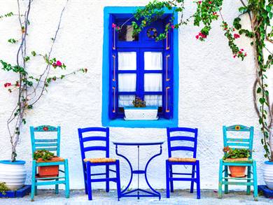 Case bianche e blu Grecia